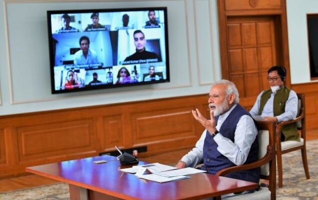 Prime Minister Shri Narendra Modi today interacted with eminent sports persons via video conference.
