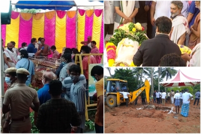 The final rituals of #SPBalasubrahmanyam are being held at Thamaraipakkam village in Tamil Nadu s Tiruvallur. 