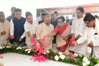 CM Bommai who performed the CM land worship to the Ambarish Memorial