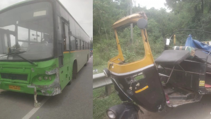 Collision between bus-auto, Girl killed on the spot