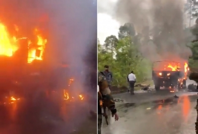Jammu and Kashmir: Indian army truck caught fire, 5 soldiers martyred, one seriously injured