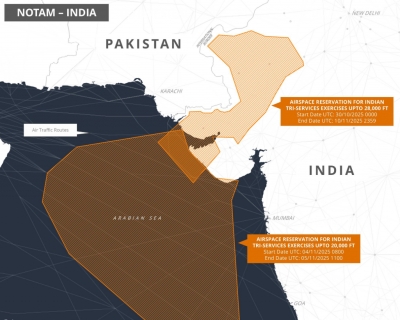 ರಕ್ಷಣಾ ಪಡೆಗಳ ತ್ರಿಶೂಲ್ 2025 ವ್ಯಾಯಾಮಕ್ಕಾಗಿ ಕರಾಚಿ ಹತ್ತಿರದ ವರೆಗೂ ನೋಟಾಮ್ ಬಿಡುಗಡೆ ಮಾಡಿದ ಭಾರತ 